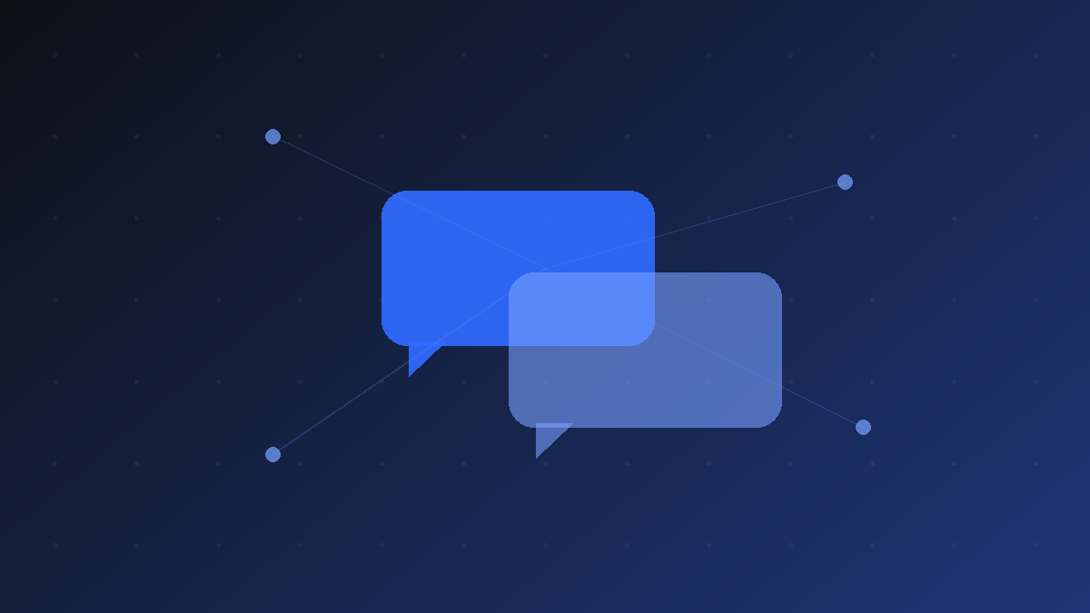 Abstract illustration of linked identity nodes and message bubbles representing the iPhone identityservicesd service