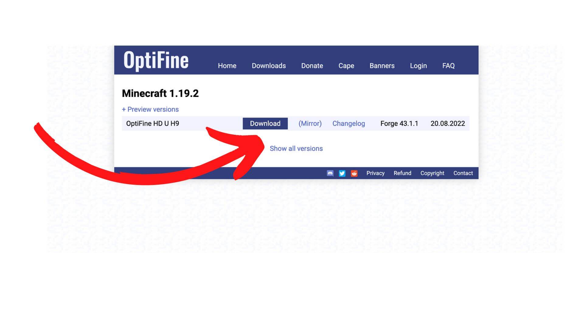 Optifine download page